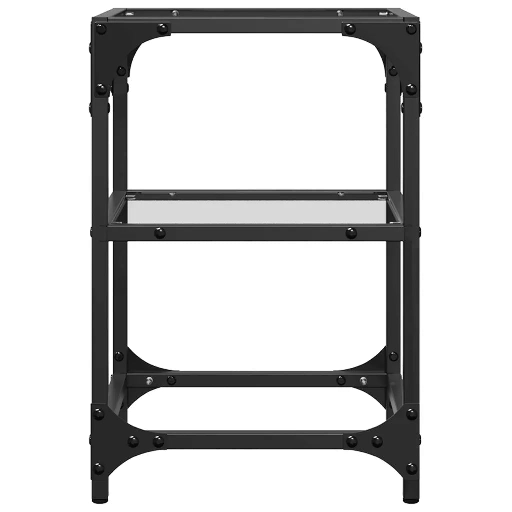 Tavolini con Piano in Vetro Trasparente 2 pz 30x30x45cm Acciaio 845999