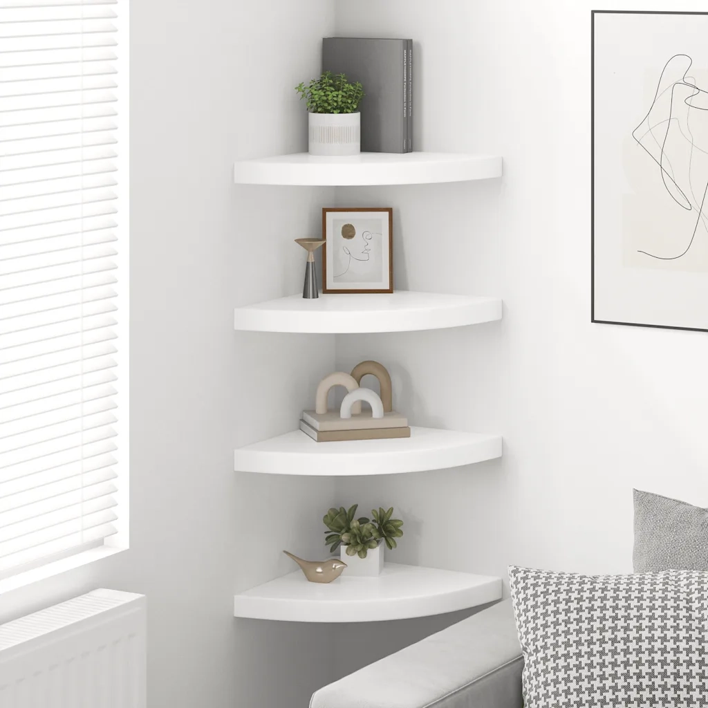 323909 Floating Corner Shelves 4 pcs High Gloss White 35x35x3,8 cm MDF cod mxl 33127