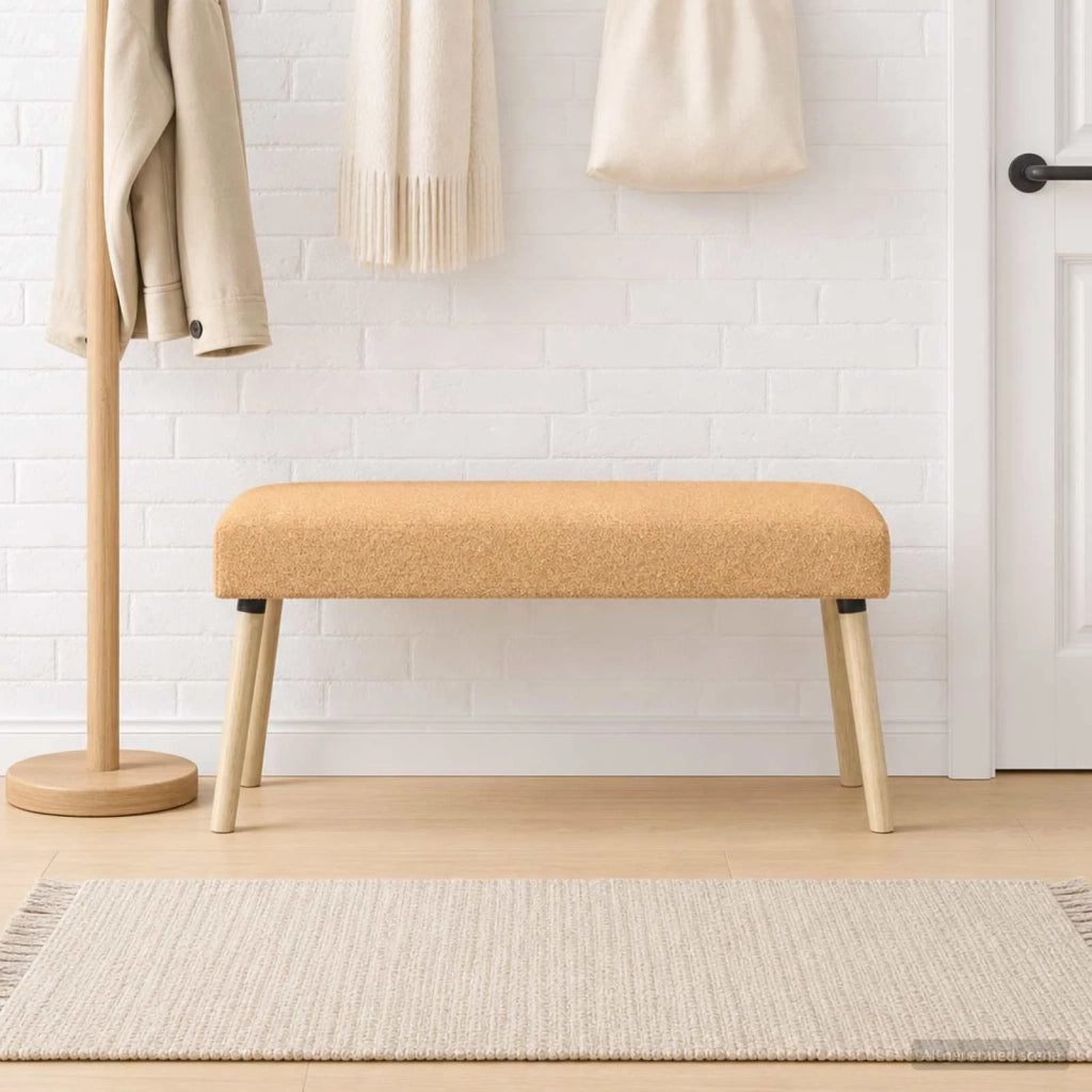 panchina Tinta unita Beige 110 x 40 x 46 cm Bouclé 42038416