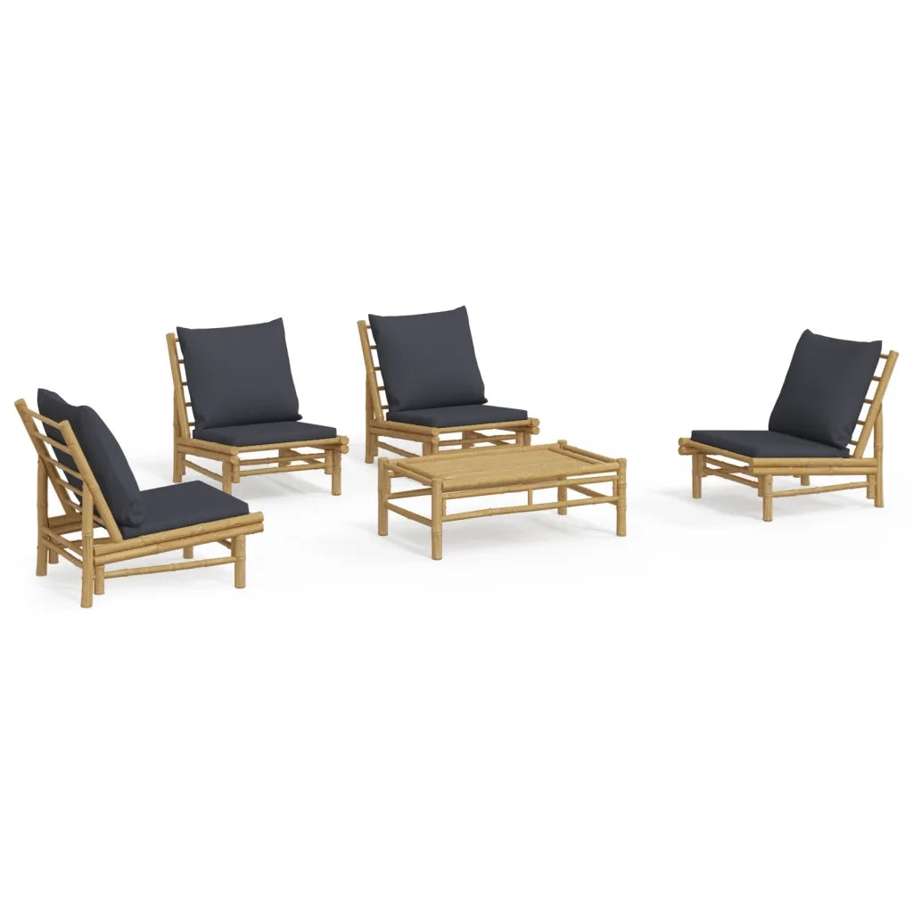 Set Salotto da Giardino 5pz con Cuscini Grigio Scuro BambÃ¹cod mxl 76403