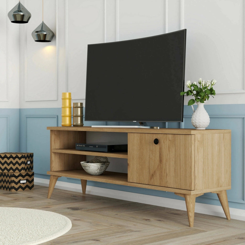 Muqdisho, Mobile Porta tv un Ripiano, 120x30x45h cm Marrone Quercia