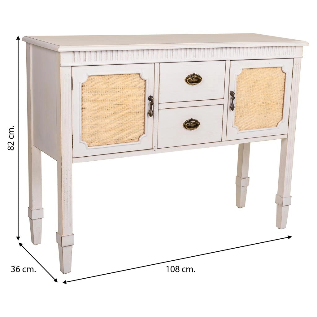 Credenza in legno bianco 108x36x82h