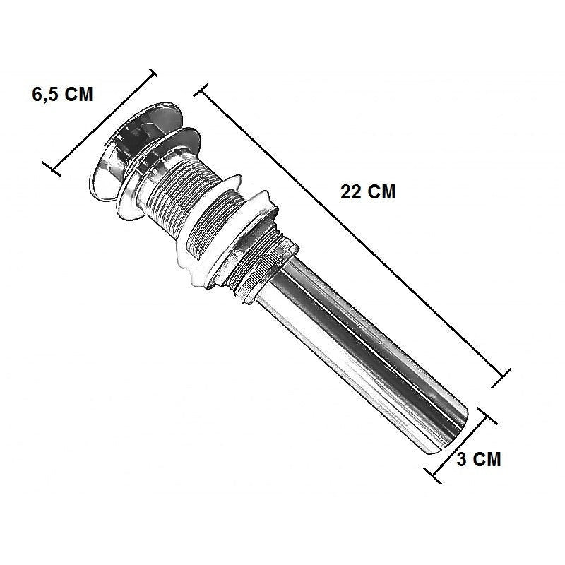 Piletta clip clap effetto acciaio inox satinato senza troppo pieno