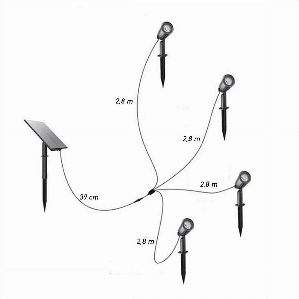 Trade Shop - Set 4 Pz Faretti Led A Picchetto Con Pannello Solare Luce Fredda Calda Ip65 Ly04 - -bianco Freddo      -