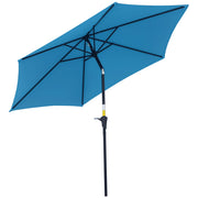 Ombrellone da Giardino ?2.6x2.4 m con Manovella e Testa Inclinabile in Alluminio e Poliestere, Blu
