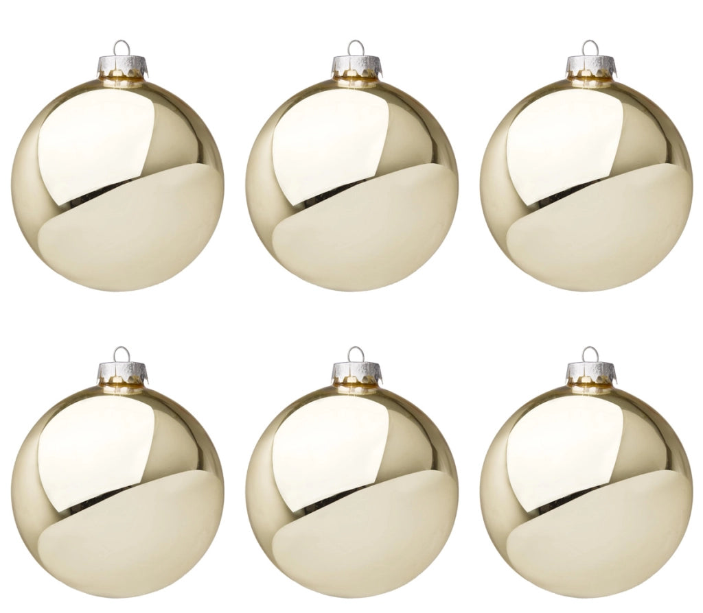 Palle di Natale in Vetro Oro Chiaro Lucido per Albero Addobbi Ø 60 80 100 mm Dimensioni: 80 mm