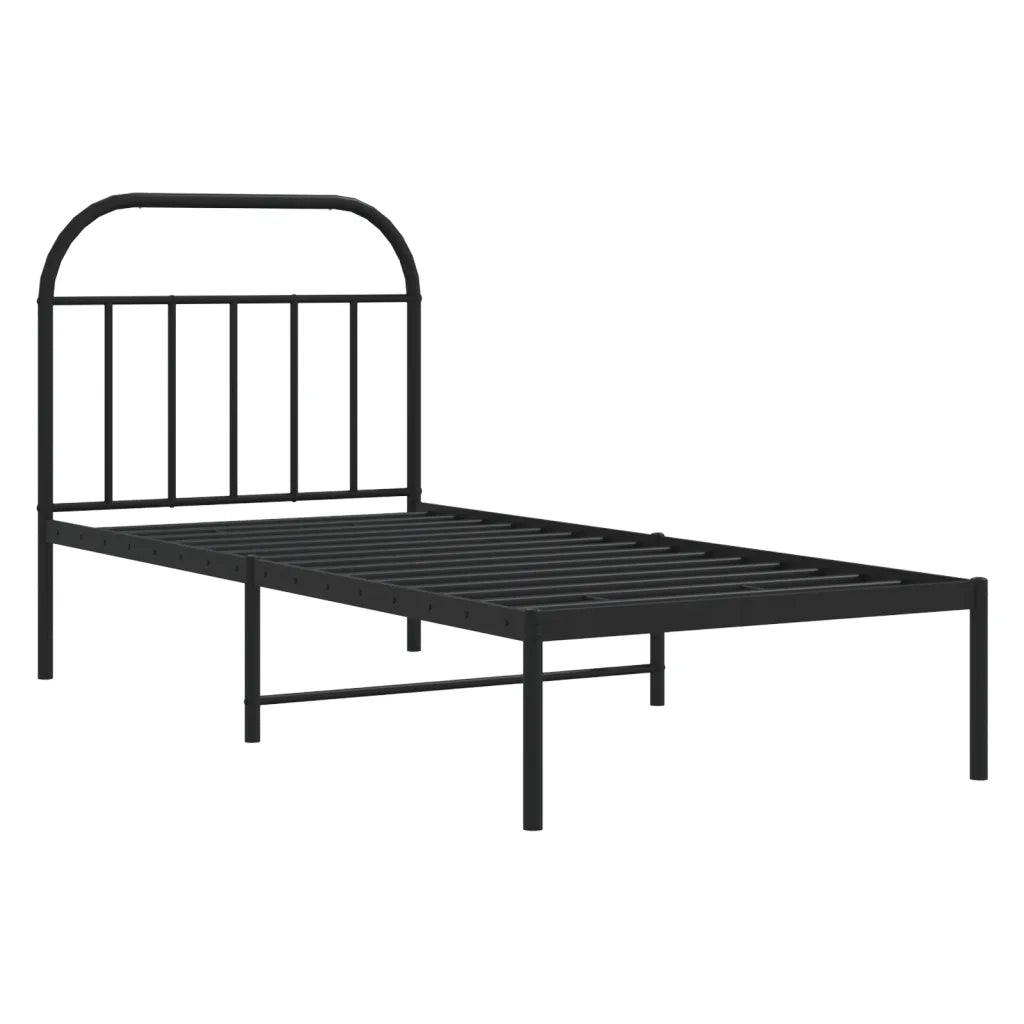 Giroletto con Testiera-Struttura Letto con testiera in Metallo Nero 90x190 cm 507093