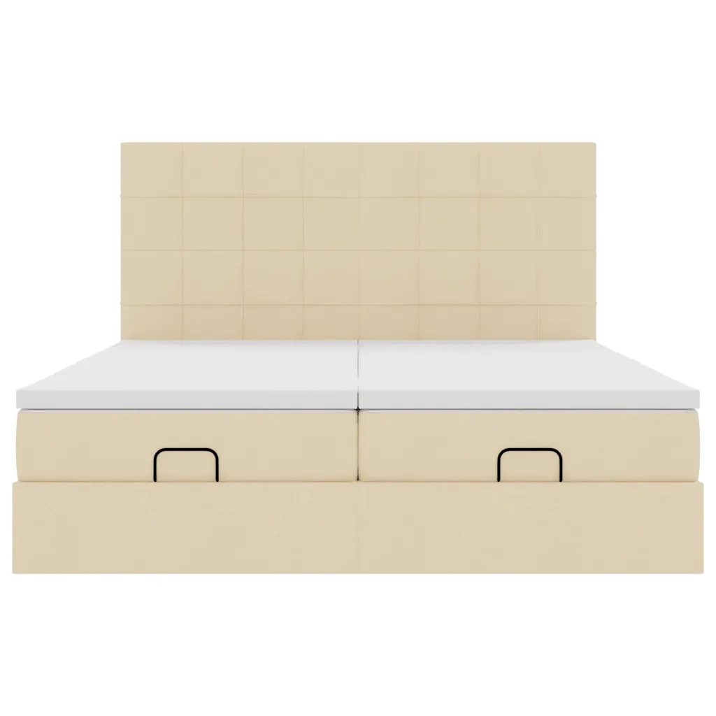 Struttura Letto Pouf con Materassi Crema 160x200 cm in Tessuto 3314539
