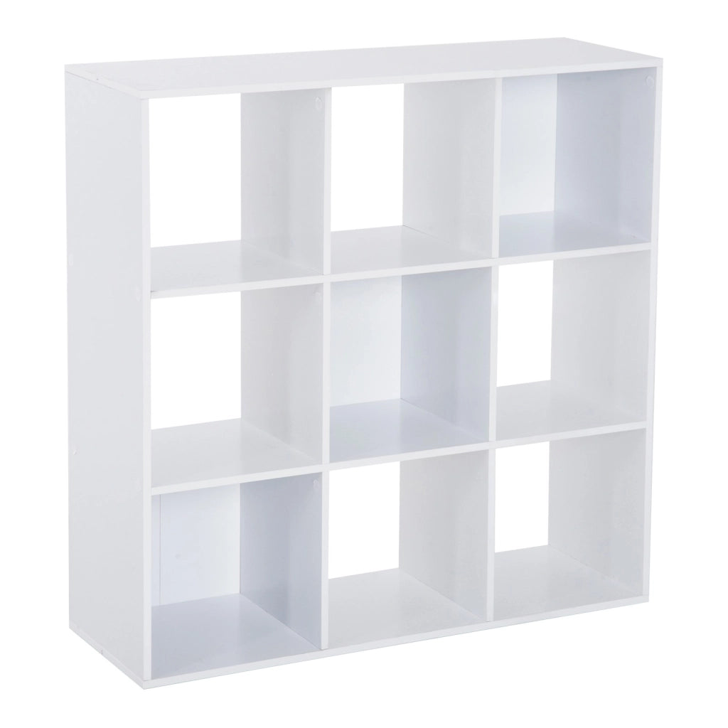 EasyComfort Libreria Bianca per Casa e Ufficio, Scaffale dal Design Moderno con 9 Scomparti in Legno, 91x29.5x91cm