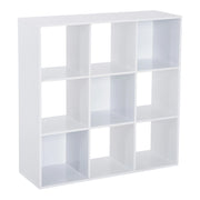 EasyComfort Libreria Bianca per Casa e Ufficio, Scaffale dal Design Moderno con 9 Scomparti in Legno, 91x29.5x91cm
