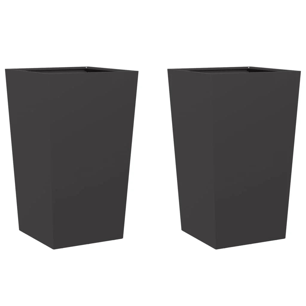 Fioriera rialzata per piante fiori giardino terrazze set da 2 45 x 45 x 75 cm acciaio nero 02_0038980