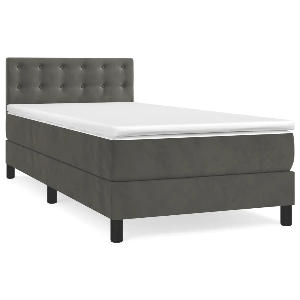 Giroletto a Molle con Materasso-Struttura Letto Grigio Scuro 80x200 cm Velluto 620753