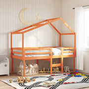 vidaXL Letto a Soppalco con Tetto Marrone Cera 90x200 cm Legno di Pino