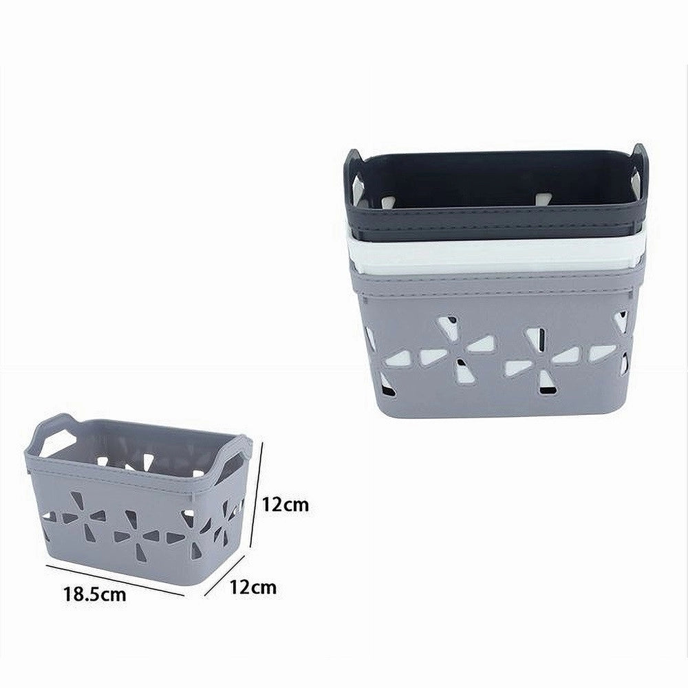 Trade Shop - Set 2 Pz Cesto Portaoggetti Cestino Porta Tutto Con Maniglie 18,5x12x12 Cm 10723 -
