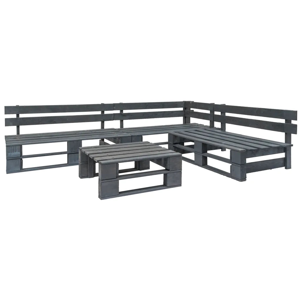 Set Divani da Giardino con Pallet 4 pz in Legno Grigio cod mxl 43800