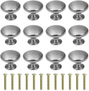 Viti di chiusura rotonde per cassetti - maniglione per mobili - 12 pezzi - argento - 30 mm