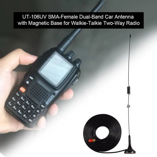 Antenna a doppia banda UT-106UV per walkie talkie con connettore SMA-F, modello UT106, compatibile con HAM Radio UV-5R, BF-888S e UV-82, UV-5RE.