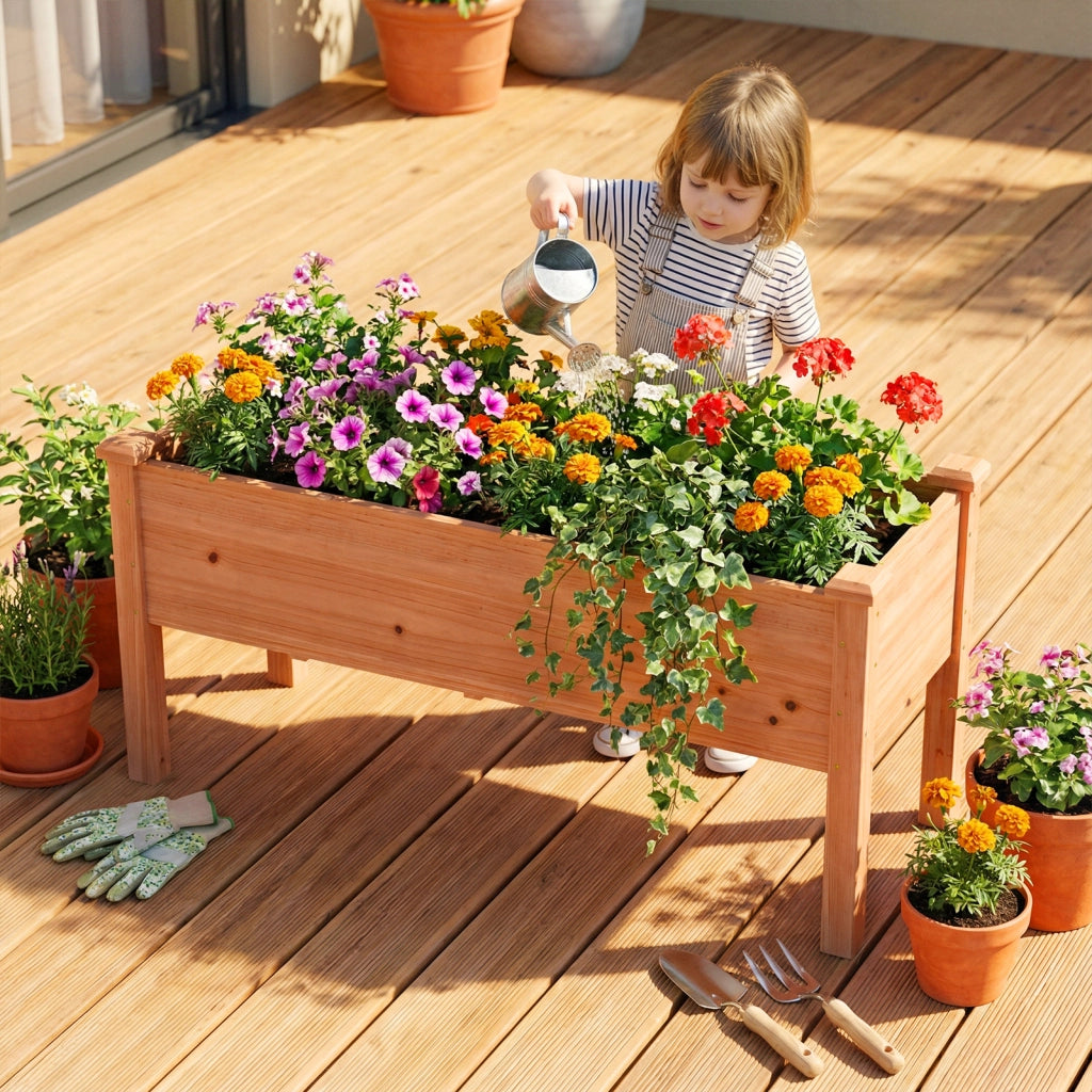 Fioriera rialzata in legno di abete-Kit di legno per giardino per verdure erbe e fiori 120x43,5x51cm Marrone