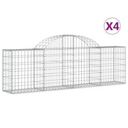 Set di 4 gabbioni ad arco per recinzione gabbia o muro di contenimento 200 x 30 x 60/80 cm ferro zincato argento 02_0041433