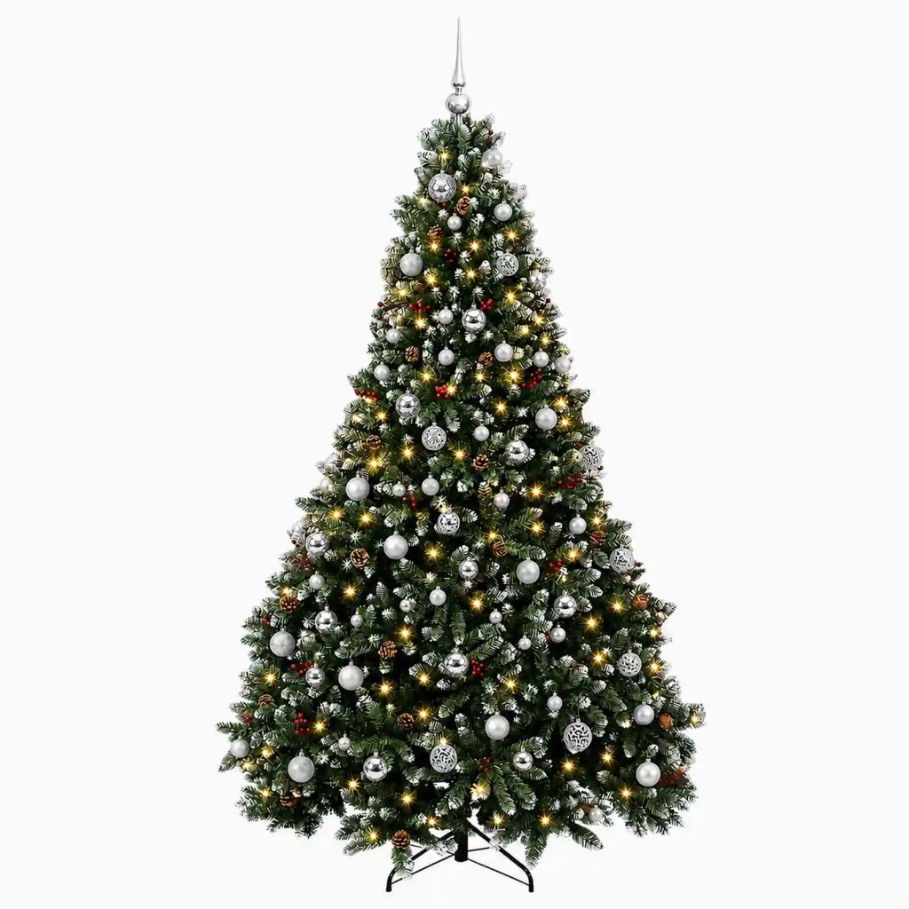 Albero di Natale artificiale verde con palline 210 cm 300 LED 3467022