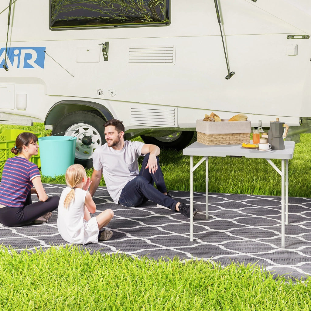 Tavolo da campeggio pieghevole ¨C zephmum ¨C grigio scuro, HDPE e metallo, 86x86x74 cm
