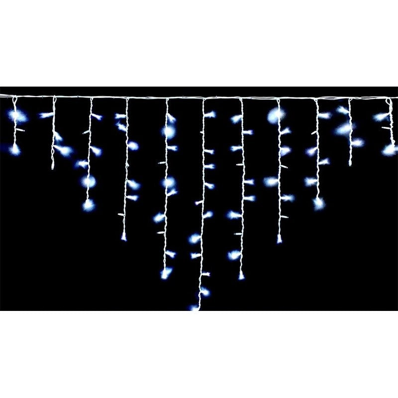 Tenda Luminosa Da Esterno IP65 5MT Con 216 Luci Led Bianco Freddo Effetto Cascata Con Connettore Prolungabile