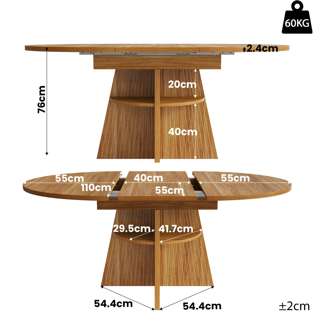 Tavolo da pranzo allungabile 110x150x76 cm in MDF marrone scuro