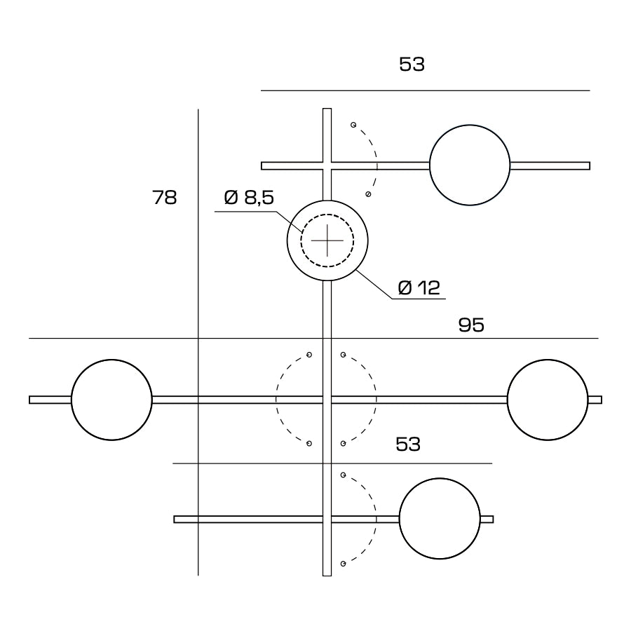 MIKADO LAMPADA DA PARETE O SOFFITTO 5 LUCE  IN METALLO NERO E VETRO SOFFIATO BIANCO D.14CM ATTACCO G9