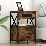 Armadio da Notte con cassetto 2 pcs Rovere fumé 40 x 31 x 60 cm 859465