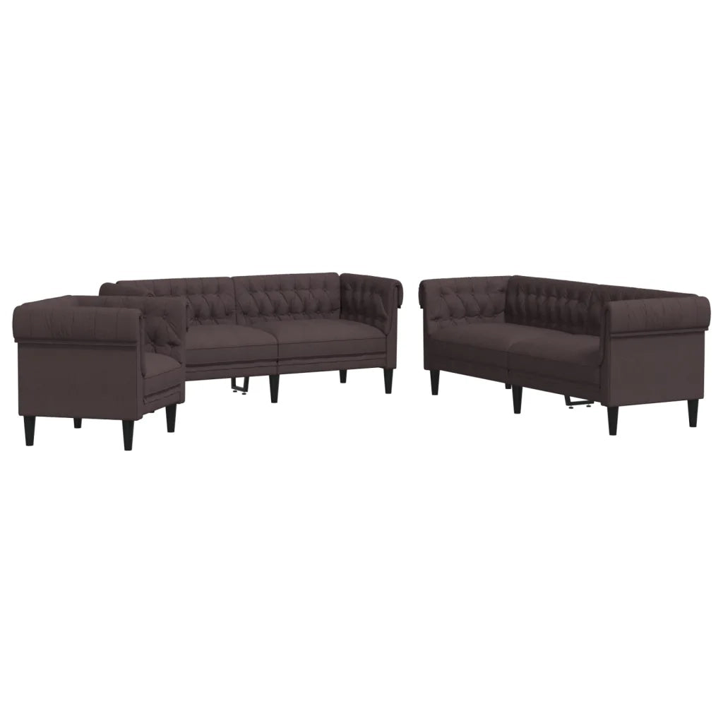Set di Divani 3 pz Marrone Scuro in Tessuto 3209194