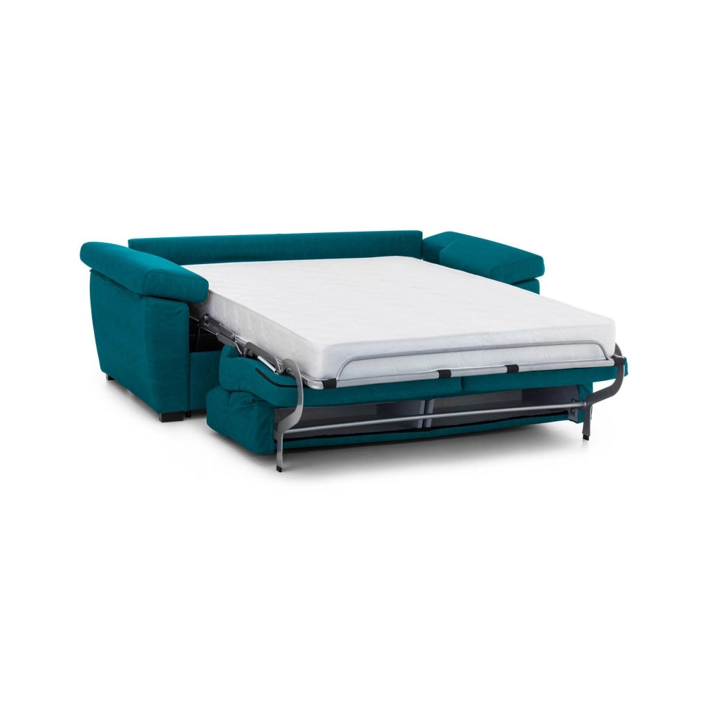 Fisciano, Divano Letto 2 Posti Sfoderabile Made in Italy, 205x95 cm Azzurro