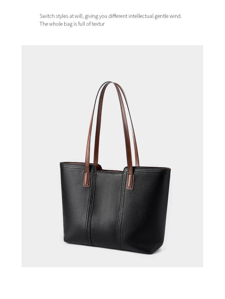 Borsa a tracolla da donna in vera pelle nera