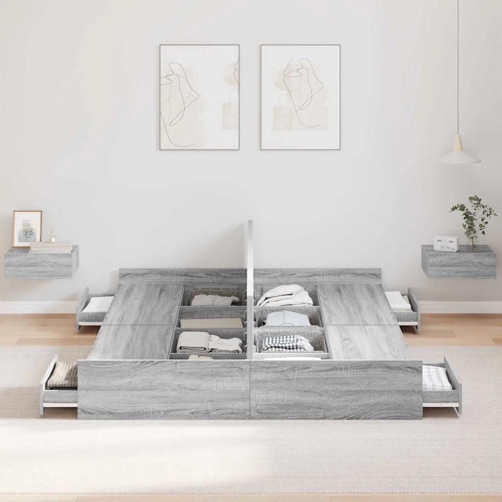 Struttura letto con contenitore Grigio Sonoma 150 x 200 cm 3335290