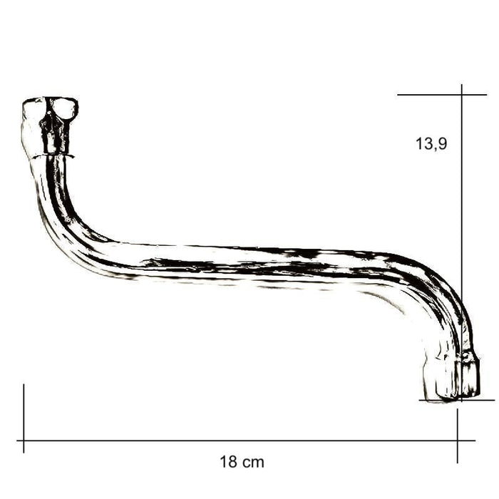 Canna becco universale per rubinetto lavello, lunga 18 cm