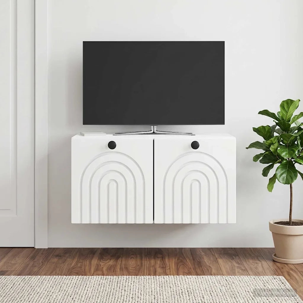 Mobile Porta TV da Muro Bianco Lucido 59,5 x 31 x 30 cm 898199