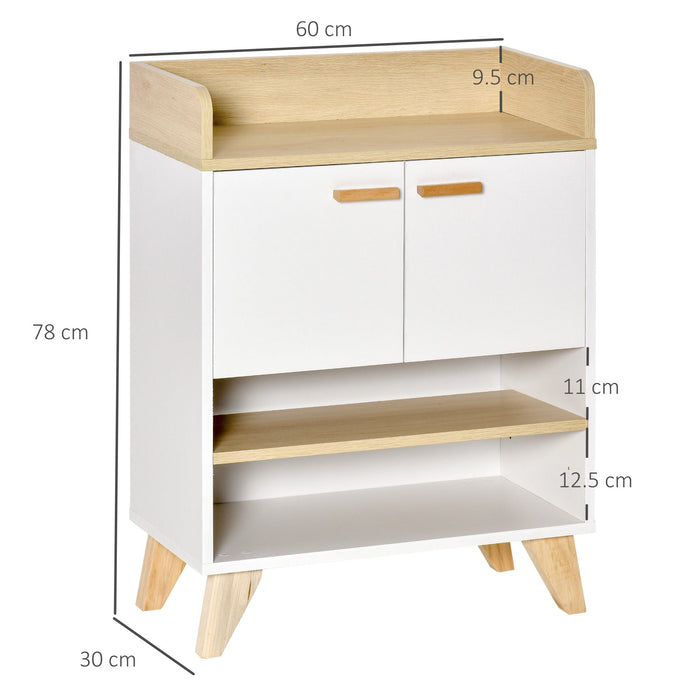Mobile Multiuso 2 Ante 3 Ripiani 60x30x78 cm in Legno Bianco