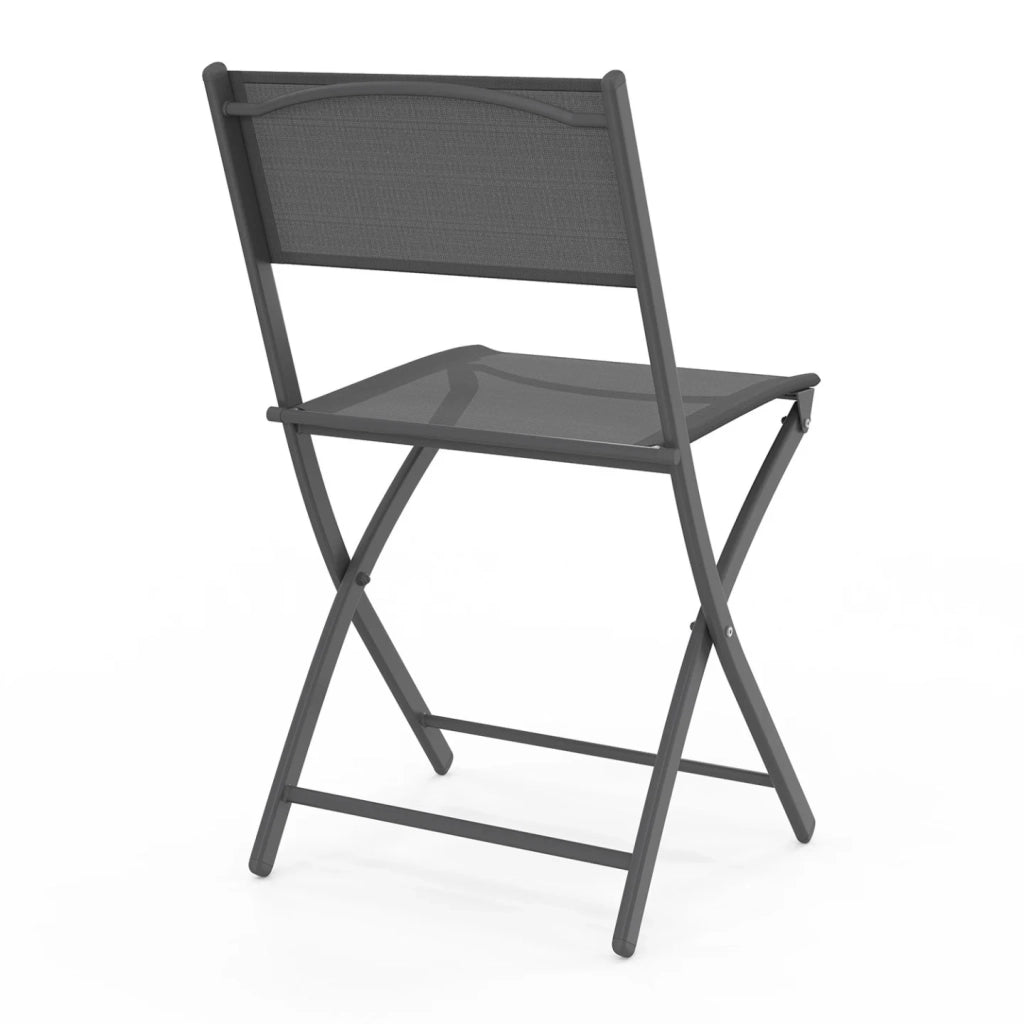 IDMarket - Set di 6 sedie da giardino pieghevoli BASTIA in metallo e textilene, grigio antracite