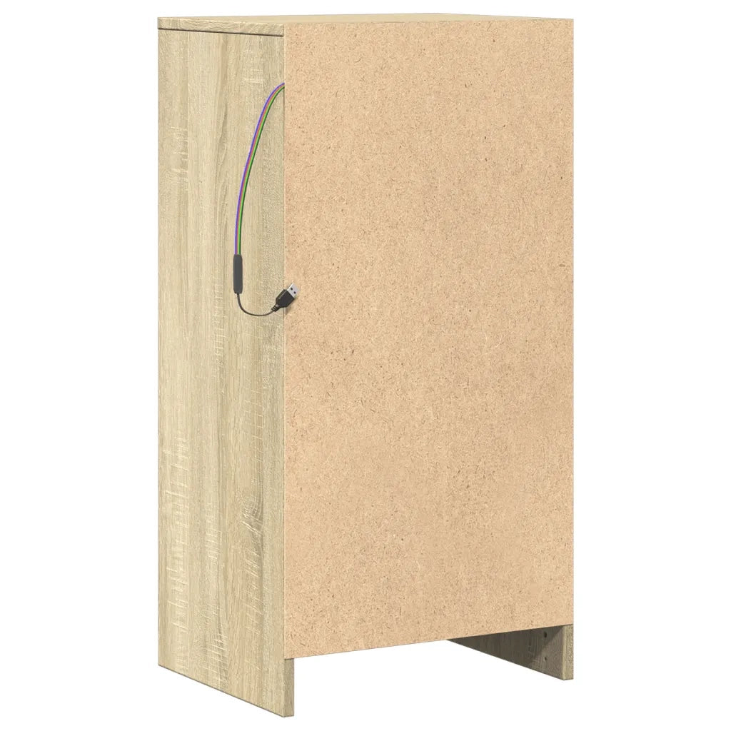 Credenza con LED-Buffet-Armadio da cucina Rovere Sonoma 42,5x34x85 cm Legno Multistrato