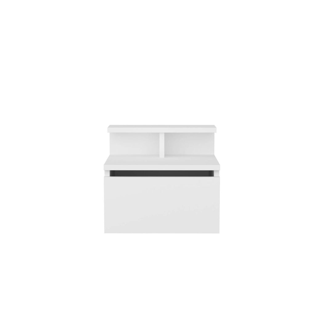 Comodino a parete in legno "Alice" - 40 x 32 x 35 cm - Bianco