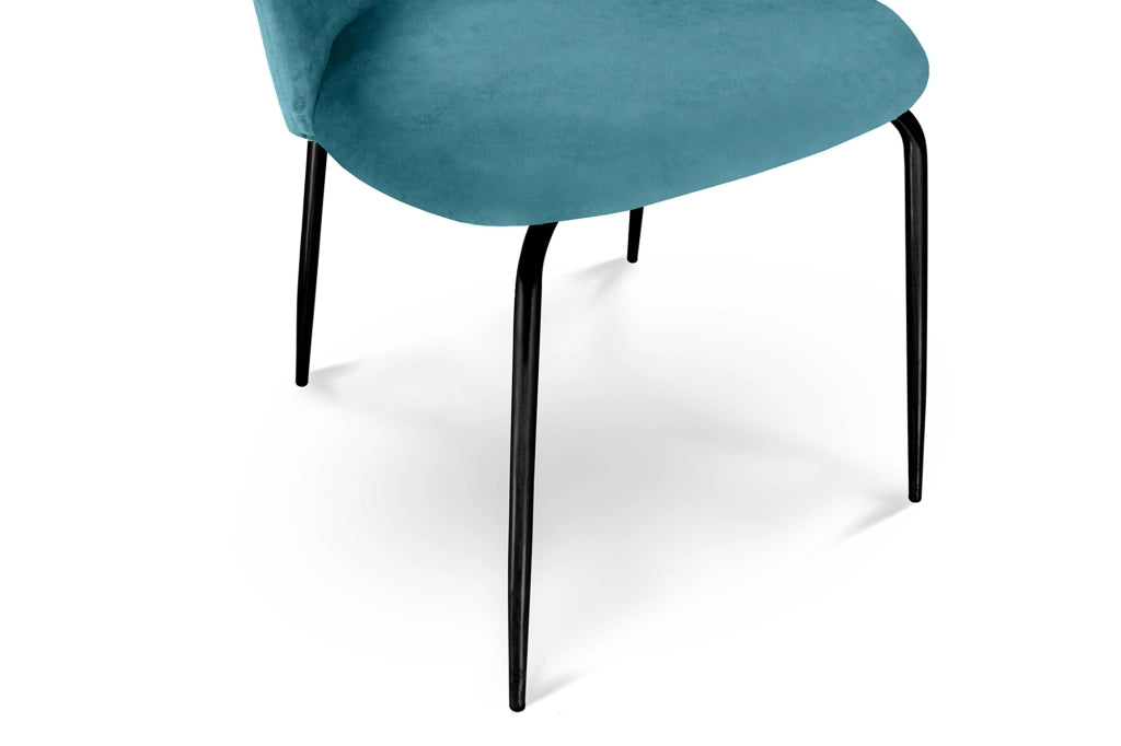 Set di 2 sedie da pranzo imbottite in velluto verde petrolio piede nero – Nicole - SD26NIPN