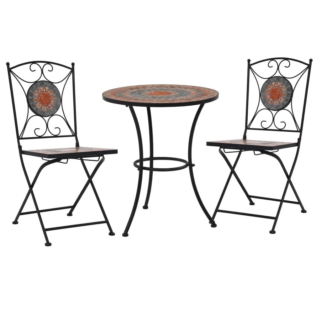 Set di mobili da bistrot da 3 pezzi con piastrelle a mosaico in ceramica arancione/grigio 02_0014540