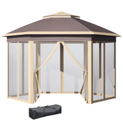 Gazebo Giardino Esagonale ¨C Zephmum ¨C Beige 4.05x3.4x2.85 m con Moschiera