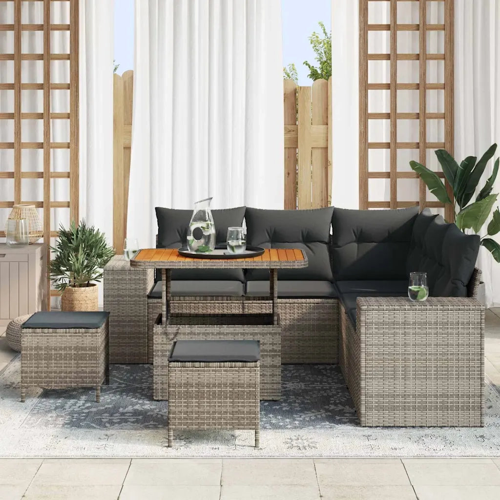 Set Divano da Giardino con cuscino 8 pcs Grigio polyrattan 3363958