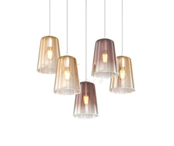SOSPENSIONE BIANCO RETTANGOLARE 5 LUCI (3 AM + 2 RA) 1164BI-S5 R-AR