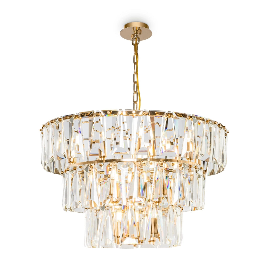 Maytoni Lampadario contemporaneo Puntes 18 luci E14 oro metallo cristallo