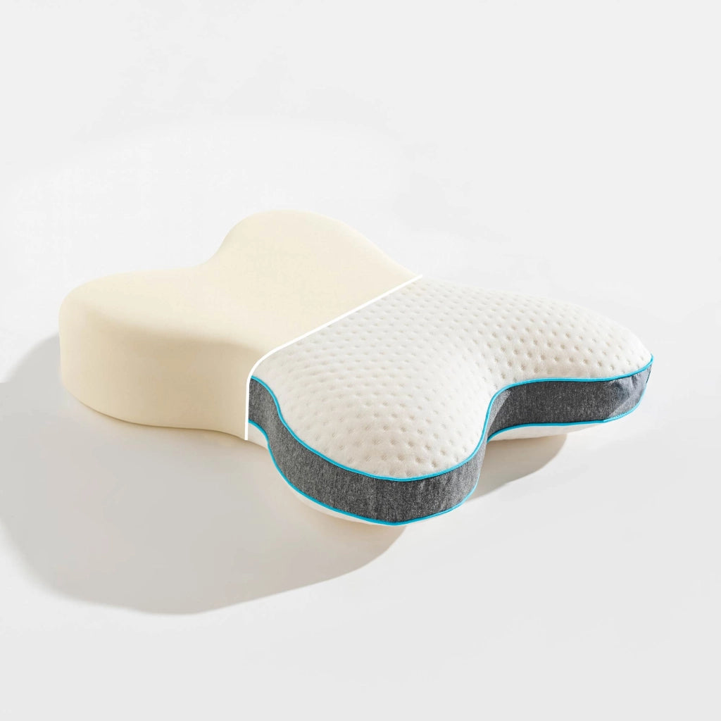 Cuscino Cervicale Memory Foam Ergonomico a Forma di Farfalla – 57x45x13 cm | Cuscino Ortopedico per Dolori Cervicali | Supporto per Schiena e Collo | Rivestimento Traspirante e Sfoderabile