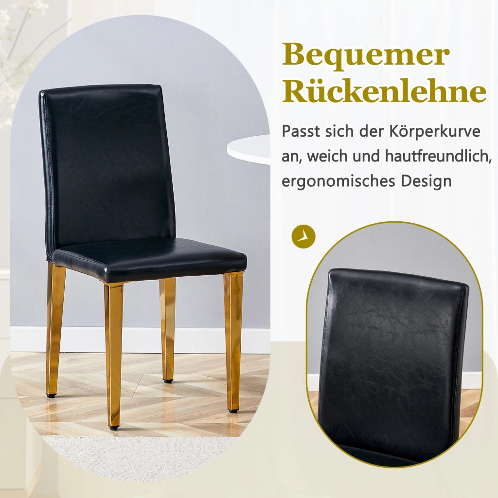 SEDIA Set da 2 pezzi 90 cm Nero/Oro in PU e metallo