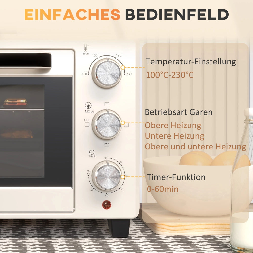 Forno Elettrico Mini 21L ¨C Xylo ¨C 3 Modalit¨¤ Cottura, 100-230¡ãC, Acciaio Inox, Crema