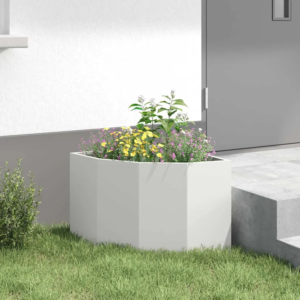 Fioriere | Cassetta per fiori | Vaso d'angolo Bianco 45 x 45 x 35 cm Acciaio