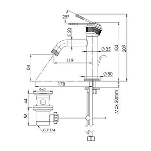 Miscelatore lavabo con scarico cromato lucido - serie Atelier